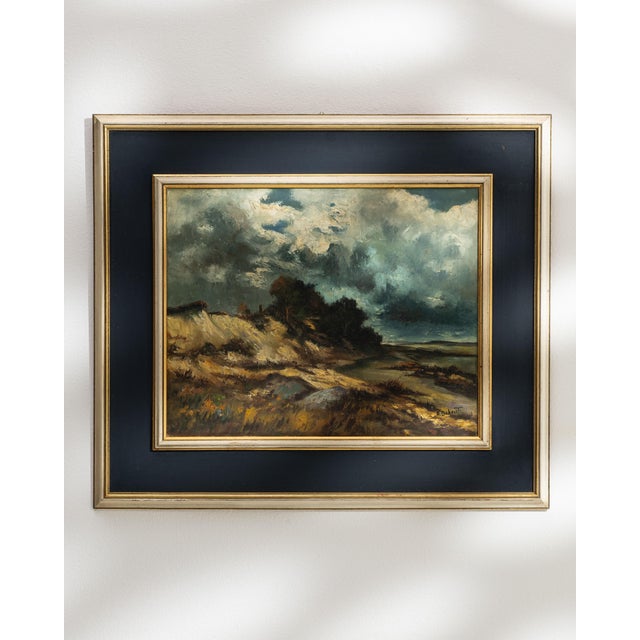 Mid 20th Century Belgium Charcoal Canvas Painting For Sale - Image 4 of 15