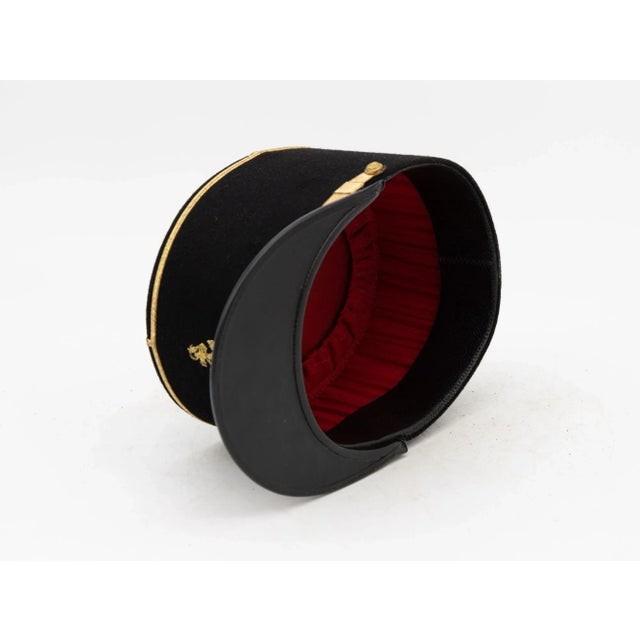 Black Vintage French Military Academy Officers Hat, Mid Century For Sale - Image 8 of 10