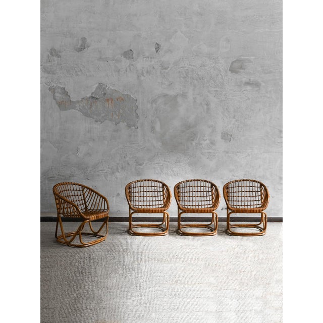 Bamboo Armchairs in the style of Tito Agnoli, 1970s, Set of 4 For Sale - Image 10 of 10