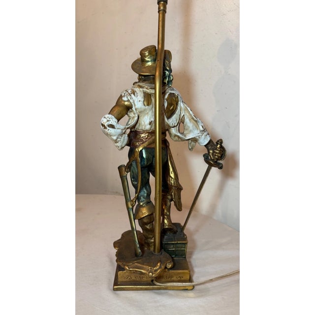 Huge Antique Patinated Bronze Clad Captain Kidd Pirate Figural Table Lamp For Sale In New York - Image 6 of 13