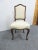 Louis XV style side chair with walnut frame. Upholstered in French scenic fabric. Made in the early 20th century.