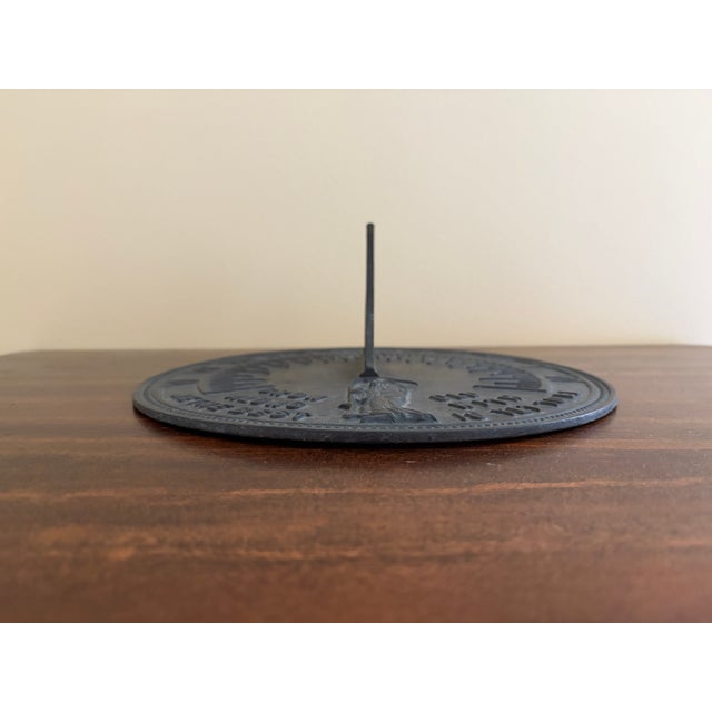 Late 20th Century Vintage English Country Iron Garden Sundial "Grow Old Along With Me" For Sale - Image 5 of 9
