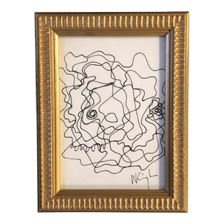 1980’s Vintage Original Wayne Cunningham Abstract Ink Drawing Framed For Sale