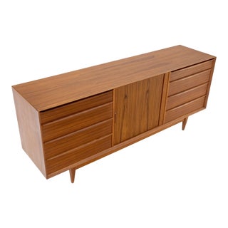 Teak Danish Mid-Century Modern Tambour Credenza Dresser by Falster For Sale