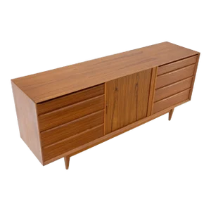 Teak Danish Mid-Century Modern Tambour Credenza Dresser by Falster