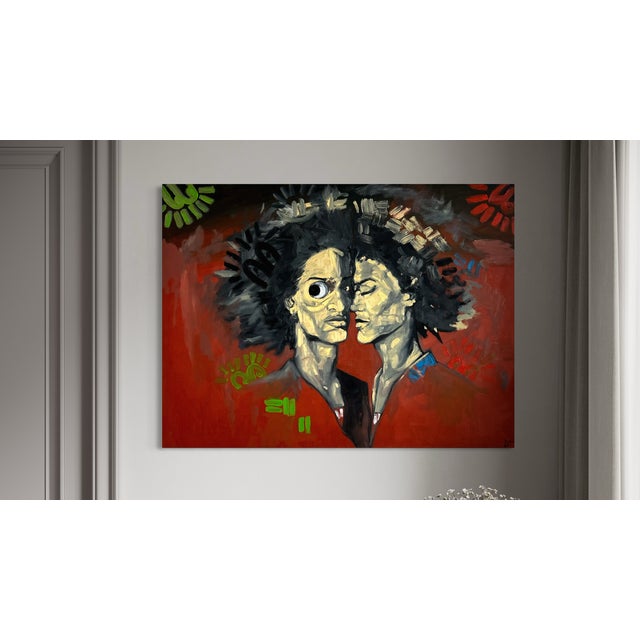 Impressionist Twin Warriors, Oil on Canvas, Seromo Okoro (2026) For Sale - Image 3 of 4