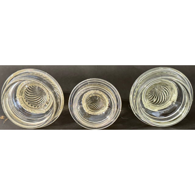19th Century Molded Glass Apothecary Jars, Set of Three, Barley Twist Lids For Sale - Image 11 of 11