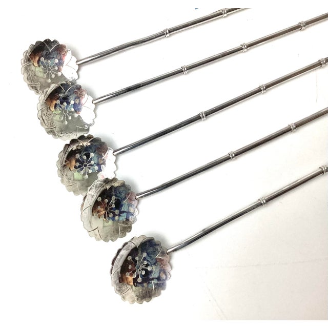 Mid-Century Modern 1960s Mid-Century Modern Japanese Sterling Silver Cocktail or Iced Tea Straws- Set of 5 For Sale - Image 3 of 5