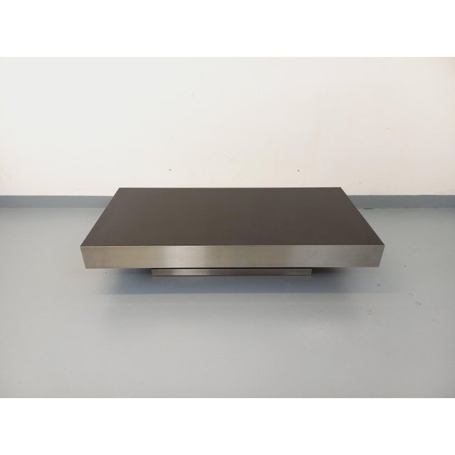 Vintage Coffee Table in Brushed Aluminum and Black Laminate, 1970s For Sale - Image 11 of 18