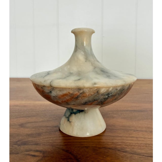 Mid-Century Modern Vintage Alabaster Pedestal Jar For Sale - Image 3 of 10