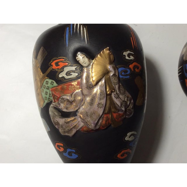 Ceramic Ceramic Satsuma Vases, Late 19th Century, Set of 2 For Sale - Image 7 of 15