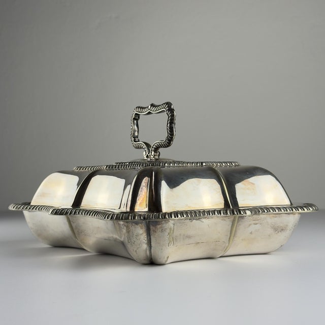 Antique Early 20th Century Silver Plated Sheffield Serving Dish and Cover, England For Sale - Image 11 of 18