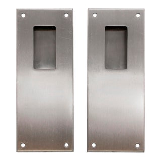 Pair of Modern 10 In. Nickel Plated Recessed Door Pulls For Sale