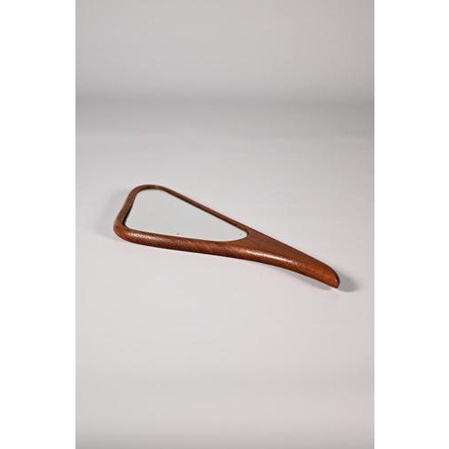 Wood Danish Hand Mirror in Teak For Sale - Image 7 of 7