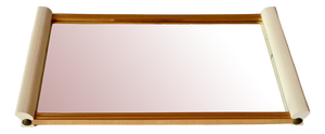 Art Deco White and Gold Mirror Service Tray, France, 1960s