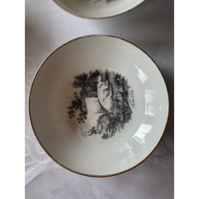 1800s Spode Bat Printing Black Monochrome Bone China Tea Service - Set 40 PCS For Sale - Image 6 of 12