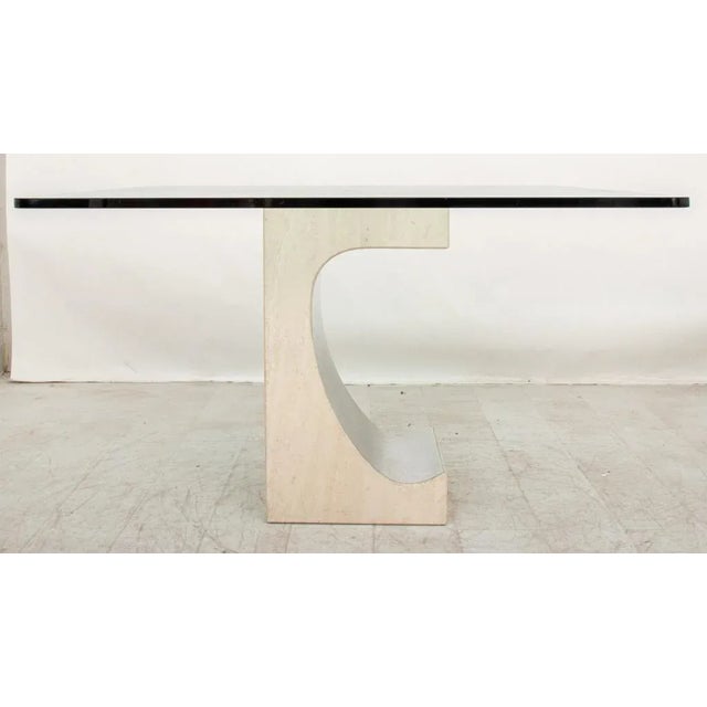 Niemeyer Style Travertine & Chrome Dining Table For Sale - Image 4 of 10