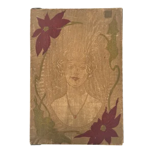 1920s Art Nouveau Pyrography Carving Gibson Girl With Poinsettia Flowers Box