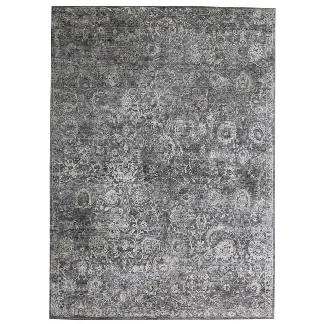 Textile Bryant Gray/Charcoal Hand knotted Wool/Viscose/Cotton Area Rug - 9'x12' For Sale - Image 7 of 7