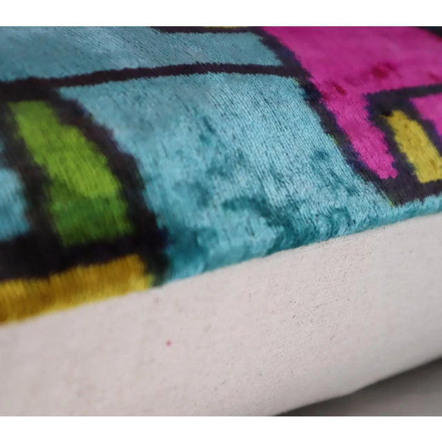 Pink Handmade Multi Color Silk Velvet Throw Pillow & Down Insert For Sale - Image 8 of 12