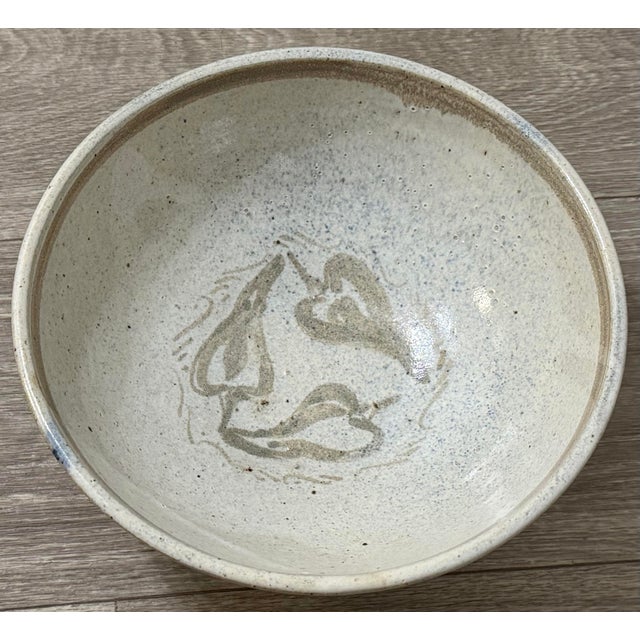 1990s Handmade Ceramic Bowl With Chile Pepper Design — Signed Studio Pottery For Sale - Image 9 of 12