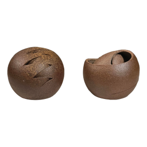 Kimi Nii – Vintage Pair of Postmodernist/Brutalist Stoneware Wood-Fired Sculptures, Signed