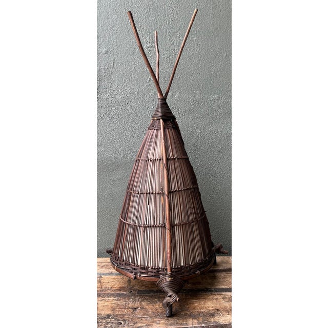 Vintage Japanese Woven Reed Lamp For Sale - Image 13 of 18