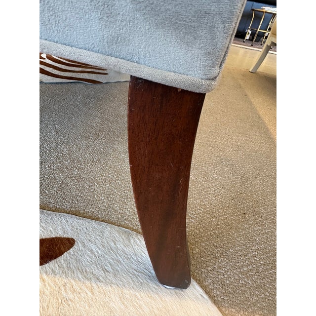 Newly Upholstered Mahogany & Grey Velvet Settees Loveseats -a Pair For Sale In Philadelphia - Image 6 of 14