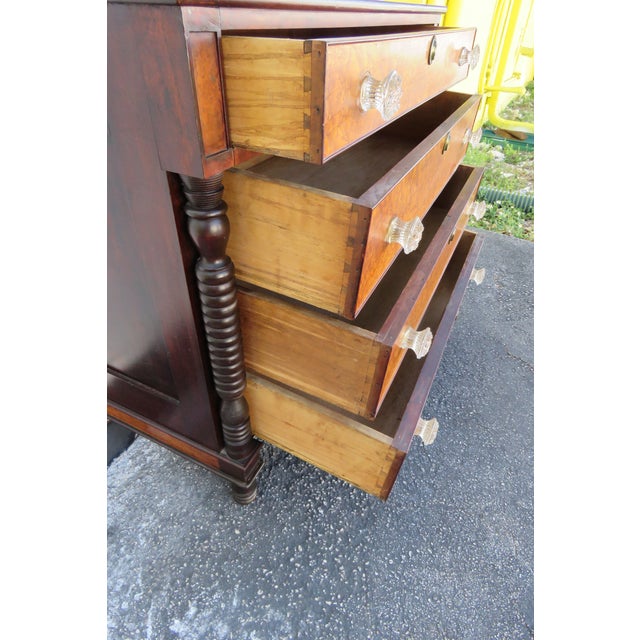 Empire Late 1800s Burlwood Two Tones Dresser Chest of Drawers 5872 For Sale - Image 10 of 12