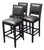 Buying & Design Italian Black Leather Barstools, Set of Three For Sale