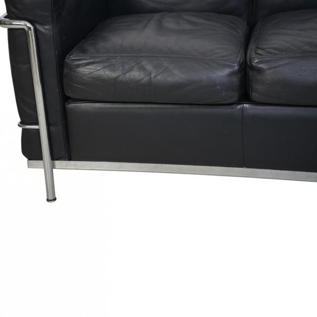 Black LC2 Three-Seater Sofa in Black Leather by Le Corbusier, 1990s For Sale - Image 8 of 18