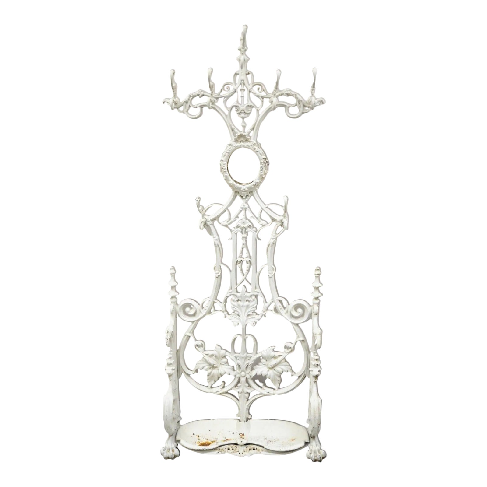 Antique French Art Nouveau Cast Iron Hall Tree Mirror Stand Attr Alfred Corneau Chairish