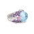 Contemporary Blue Topaz Amethyst Cocktail Ring Sz 7 18k White Gold Flowers Vines Fine Jewelry For Sale - Image 3 of 7