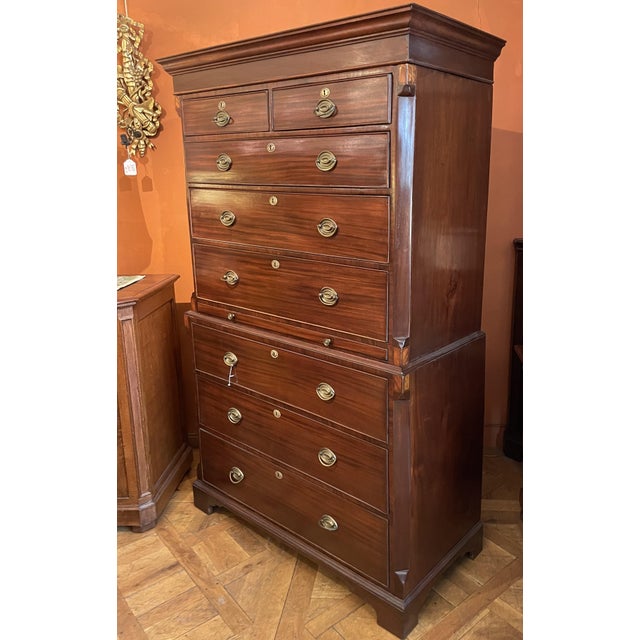 Tallboy Chest-on-Chest in Mahogany, 18th Century For Sale - Image 6 of 13