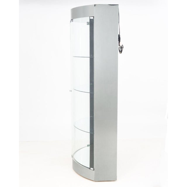 Modern Illuminated Chrome & Glass Cabinet For Sale In New York - Image 6 of 9