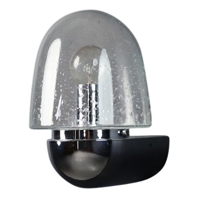 Mid-Century Wall Sconce Chrome & Bubble Glass from Glashütte Limburg, 1960s For Sale
