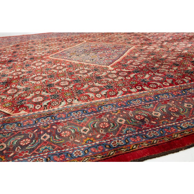1930s Red Vintage Persian Mahal Wool Rug With Allover Design For Sale - Image 5 of 10