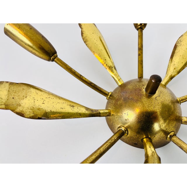 Brass Midcentury Brass 5-Arm Sputnik Chandelier, 1960s For Sale - Image 8 of 10