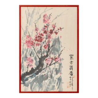 Ding Yong Nian Cherry Blossoms Gouache For Sale