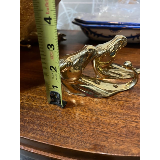 1970s Pair of Solid Brass Equestrian Style Wall Hooks For Sale - Image 10 of 10