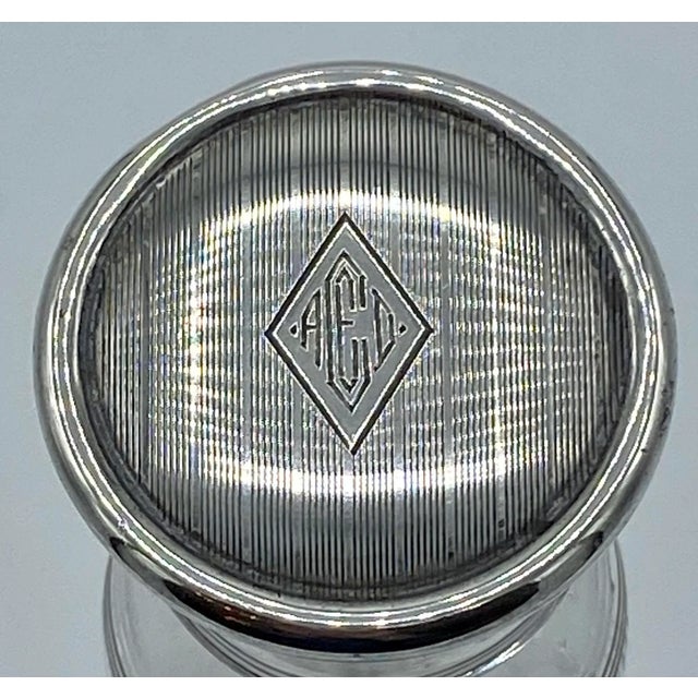 Art Deco Antique Gorham Sterling Silver and Cut Glass Perfume Bottle With Stopper For Sale - Image 3 of 11