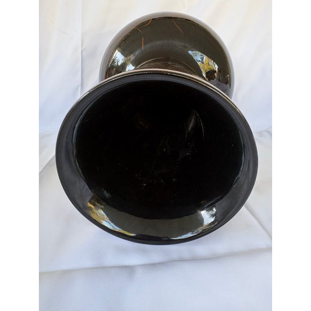 Mid-Century Japanese Black Lacquered Wood Vase With Angelfish Maki-E Decoration 16.5” For Sale - Image 9 of 12