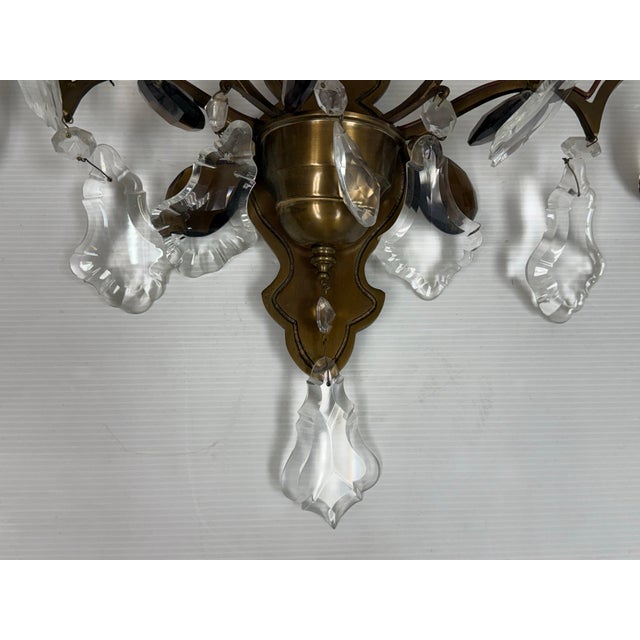 Hollywood Regency Crystal Prism Five Light Wall Sconce, Vintage For Sale - Image 10 of 12