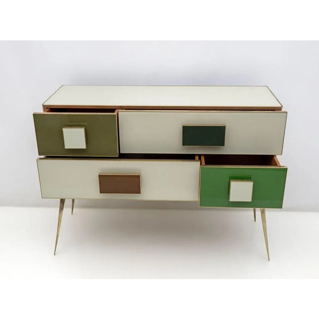 Postmodern Italian Chest in Colored Glass and Brass, 1980s For Sale - Image 4 of 7