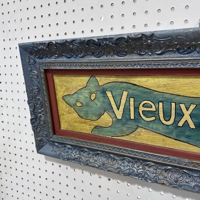 1970s Vintage Painted French Cat Folk Art Sign For Sale In Atlanta - Image 6 of 10