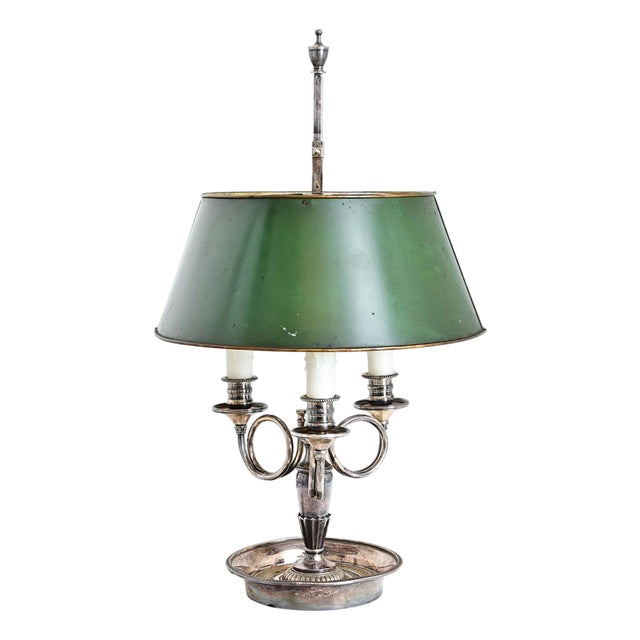 19th Century French Silverplate Bouillotte Table Lamp For Sale