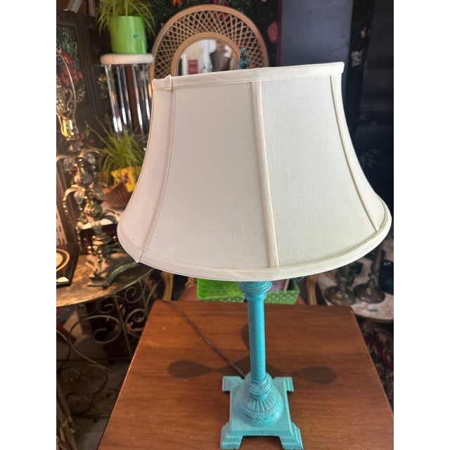 1970s Bright Blue Tall Table Lamp For Sale In Atlanta - Image 6 of 7