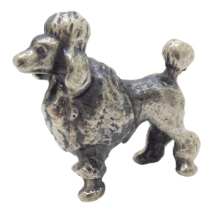 Vintage Italian Handmade Genuine Silver Poodle Dog Rare Micro Dollhouse Miniature