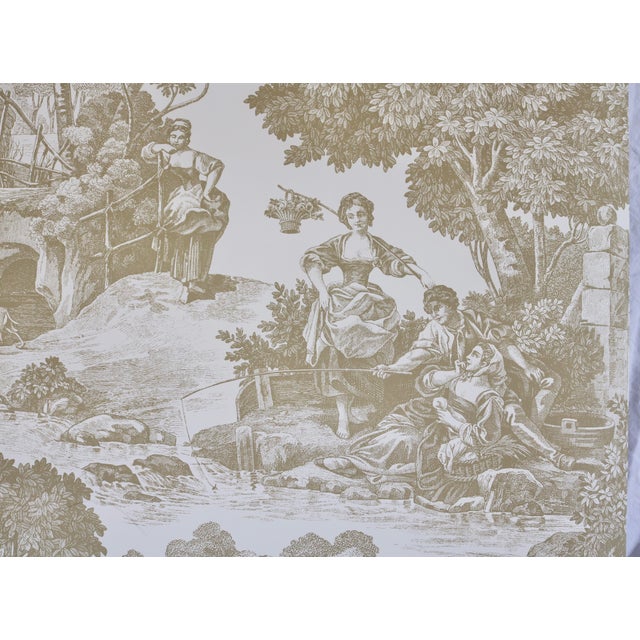 Traditional Schumacher 18th Century Rural European Scenic Toile Wallpaper Gold on Cream For Sale - Image 3 of 7
