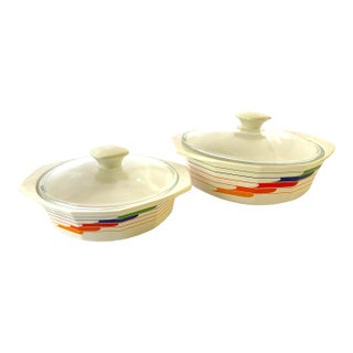 1980s Memphis Style Studio Nova Fire & Ice large & Sm Serving Bowls For Sale